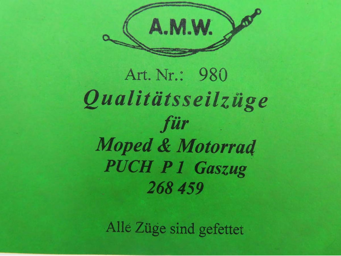 Kabel Puch P1 gaskabel A.M.W.
